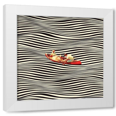 The Real Boat Trip White Modern Wood Framed Art Print by Taudalpoi
