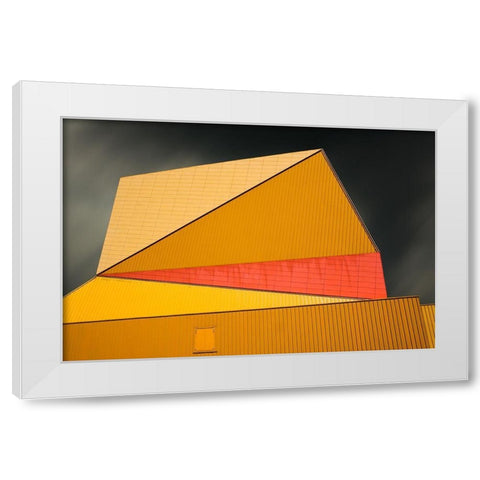 The Yellow Roof White Modern Wood Framed Art Print by Claes, Gilbert
