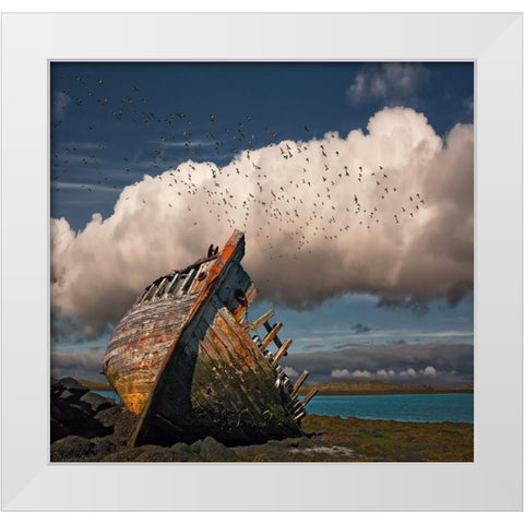 Placid White Modern Wood Framed Art Print by H. Ingibergsson, Torsteinn