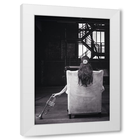 Sentimental Sounds White Modern Wood Framed Art Print by Alexandru, Padurariu