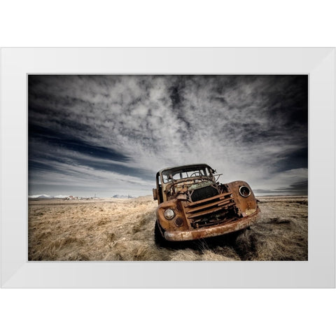 Volvo White Modern Wood Framed Art Print by Ingibergsson, Bragi