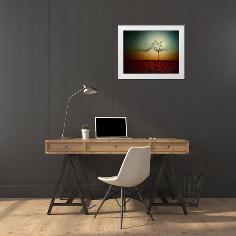 Fire And Water White Modern Wood Framed Art Print by Lazarov, Dimitar