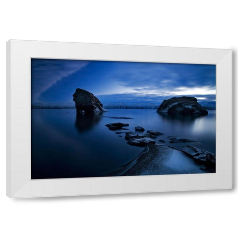 Blues White Modern Wood Framed Art Print by Ingibergsson, Bragi