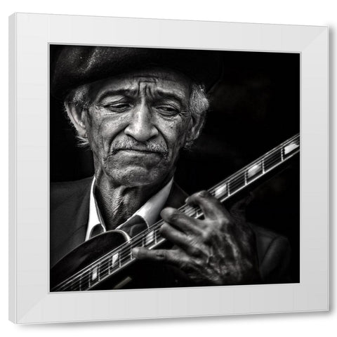The Guitarist White Modern Wood Framed Art Print by Flour, Piet