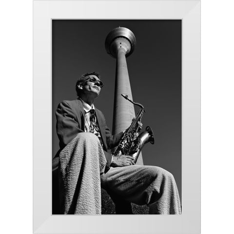 Frank M.-Saxophonist White Modern Wood Framed Art Print by Ratzer, Klaus