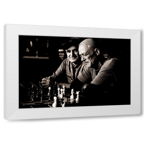 The Chess Player White Modern Wood Framed Art Print by SC
