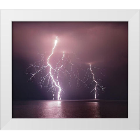 Thunderbolt Over The Sea White Modern Wood Framed Art Print by Filippini, Nini