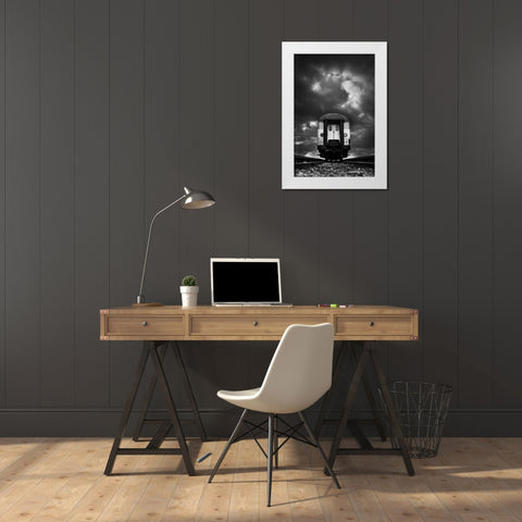 Wagon White Modern Wood Framed Art Print by Pajkic, Mladjan