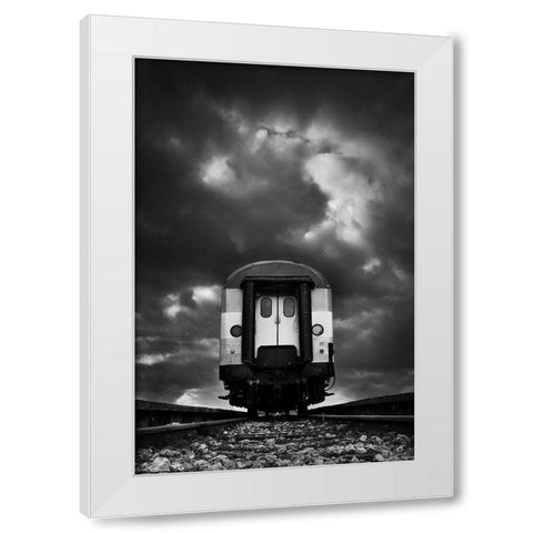 Wagon White Modern Wood Framed Art Print by Pajkic, Mladjan