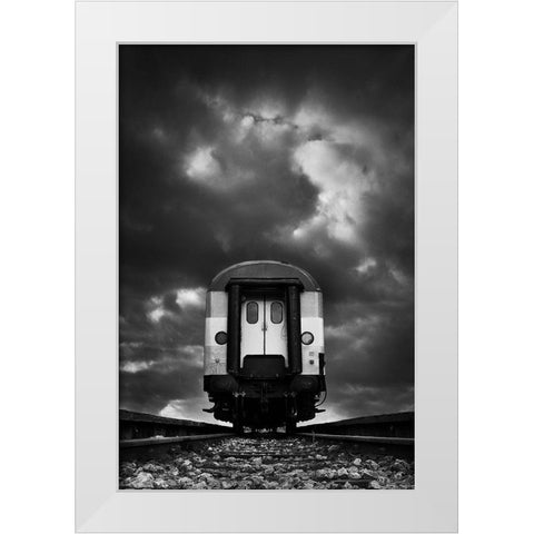 Wagon White Modern Wood Framed Art Print by Pajkic, Mladjan