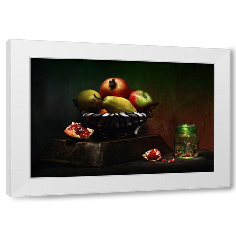 Still Life / Fruits White Modern Wood Framed Art Print by Basa, Emine