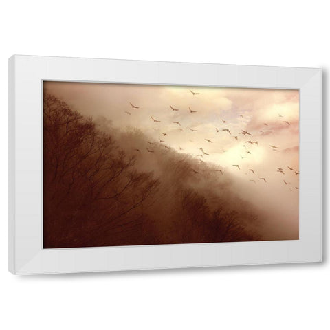 Departure White Modern Wood Framed Art Print by Murakami, Kiyo