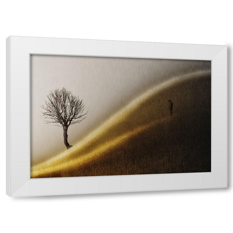 Golden hills White Modern Wood Framed Art Print by Andersen, Helge