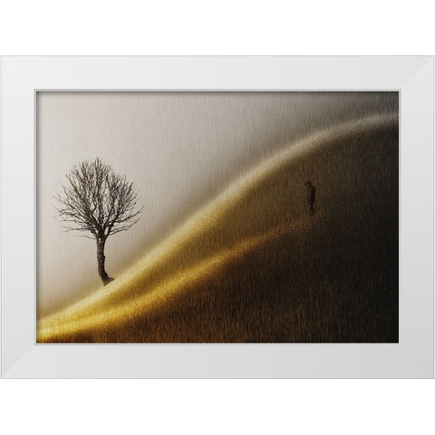 Golden hills White Modern Wood Framed Art Print by Andersen, Helge