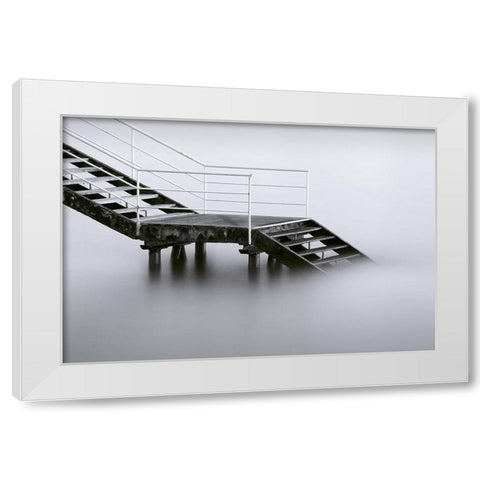 Downstairs White Modern Wood Framed Art Print by Barandiaran, Inigo
