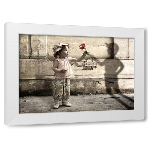 Shyness White Modern Wood Framed Art Print by Petrus, Alin