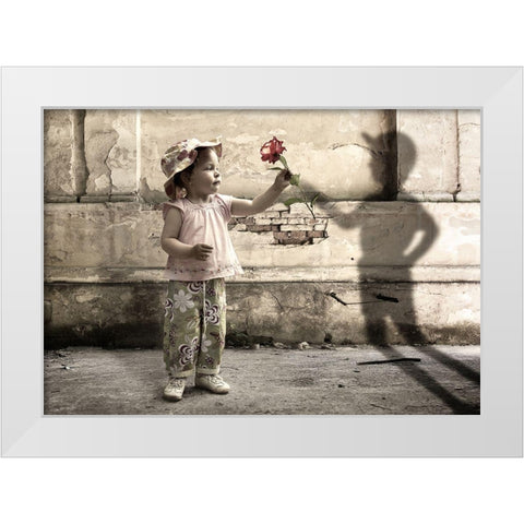 Shyness White Modern Wood Framed Art Print by Petrus, Alin