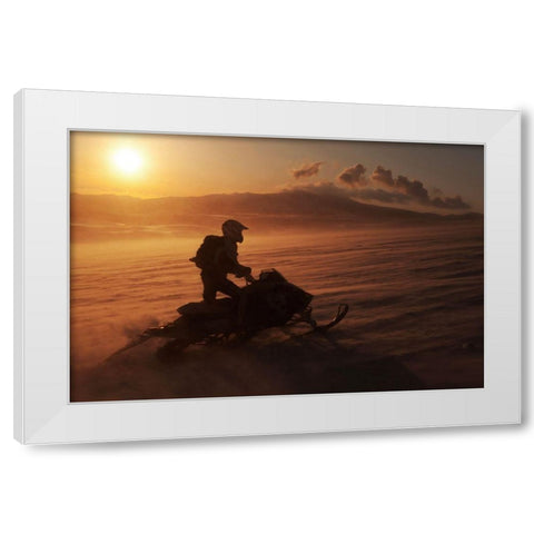 Land Of Fire And Ice White Modern Wood Framed Art Print by Ingibergsson, Bragi