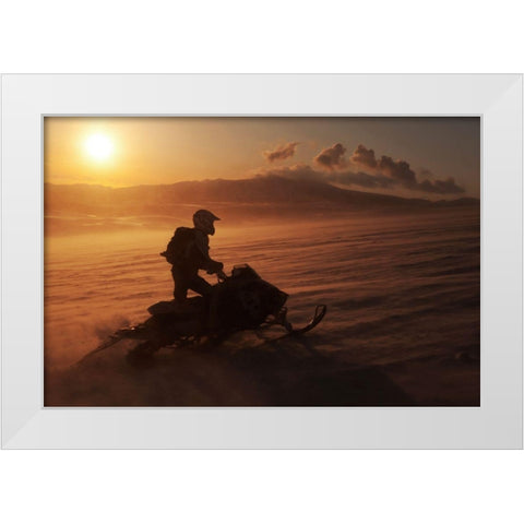 Land Of Fire And Ice White Modern Wood Framed Art Print by Ingibergsson, Bragi