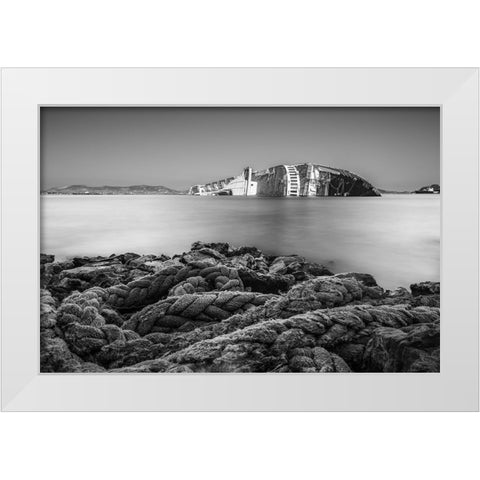 The Shipwreck White Modern Wood Framed Art Print by Pergioudakis, Manos