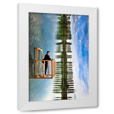 The Balcony (Tribute To P. Ramette) White Modern Wood Framed Art Print by Kiciak, Christophe