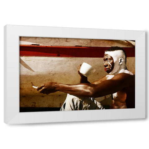 A  MimeS Breakfast White Modern Wood Framed Art Print by Mest, Olga