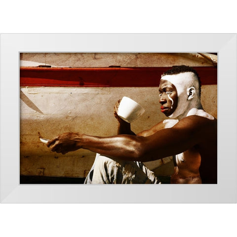 A  MimeS Breakfast White Modern Wood Framed Art Print by Mest, Olga