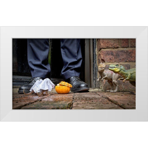 Trick Or Treat - Roary A Sid Took Waif A Stray Out Trick Or Treating As A Distraction Tactic White Modern Wood Framed Art Print by Brooke, Sarah