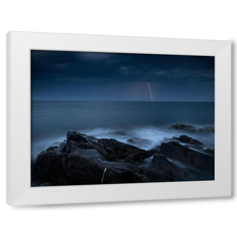 Storm Over A?Resund White Modern Wood Framed Art Print by Edman, Andreas