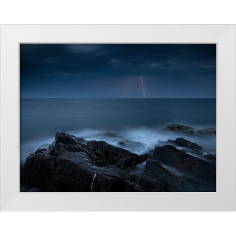 Storm Over A?Resund White Modern Wood Framed Art Print by Edman, Andreas