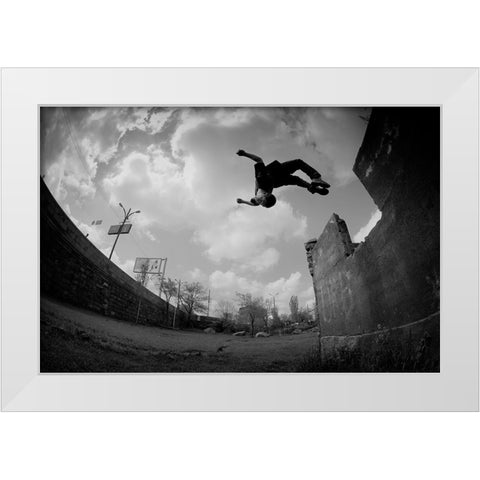 Jumper White Modern Wood Framed Art Print by Manvelyan, Suren