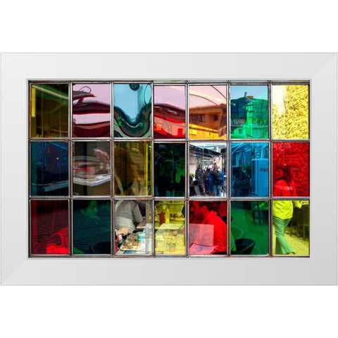 Untitled White Modern Wood Framed Art Print by Ozturk, Nurten