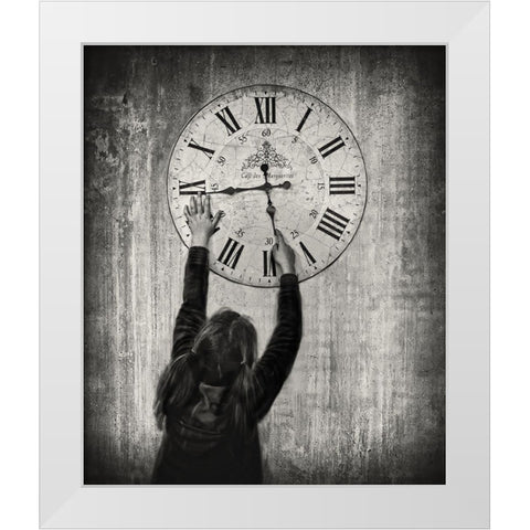 Please Move Faster-I Want To Grow Up !!! White Modern Wood Framed Art Print by Depaepe, Yvette