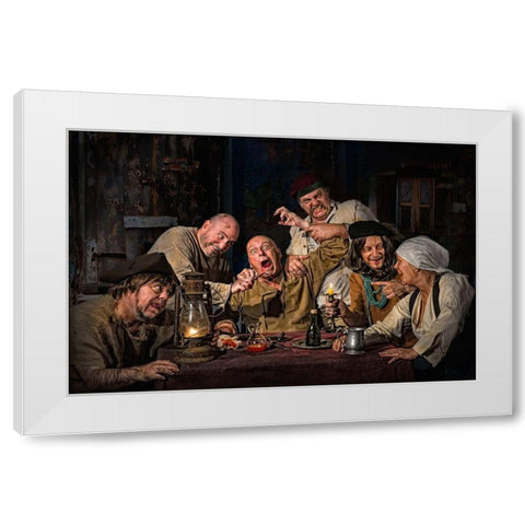 The Dentist - Homage To Caravaggio White Modern Wood Framed Art Print by Galon Ma, Derek