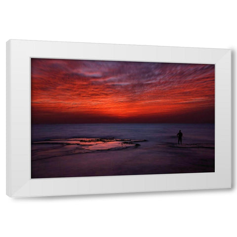 Red Sky White Modern Wood Framed Art Print by Gal, Itay