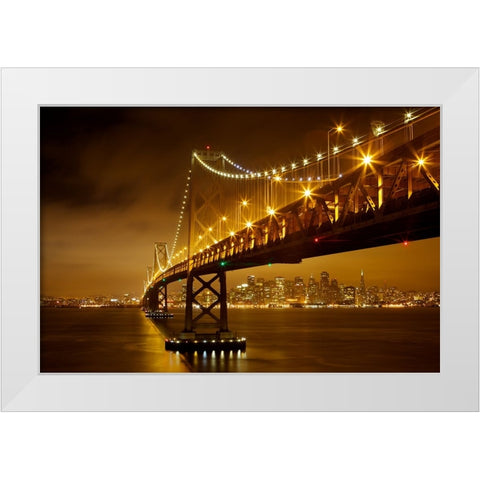 Bay Bridge White Modern Wood Framed Art Print by Vasenev, Evgeny