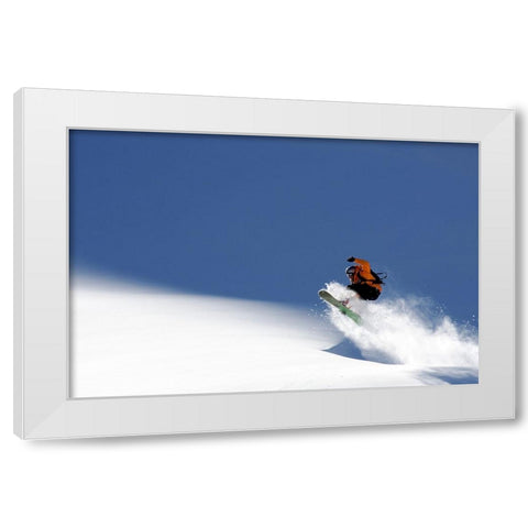 Snowboarder White Modern Wood Framed Art Print by Vasenev, Evgeny