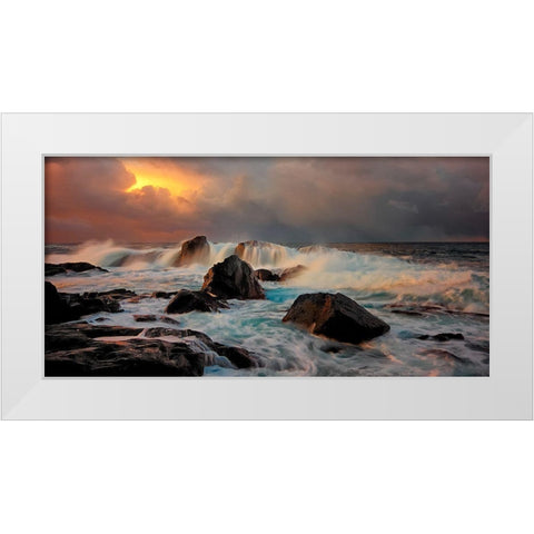 After Storm Wave White Modern Wood Framed Art Print by A Hveding, Bjorn