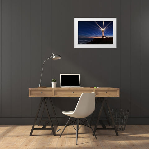 Lighting Of The Lens White Modern Wood Framed Art Print by Morgan, Miles