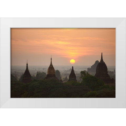 Sunrise Bagan Ii White Modern Wood Framed Art Print by Wendy