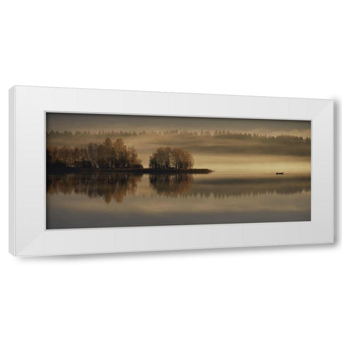 Early Autumn Morning White Modern Wood Framed Art Print by Ilari T, Pekka