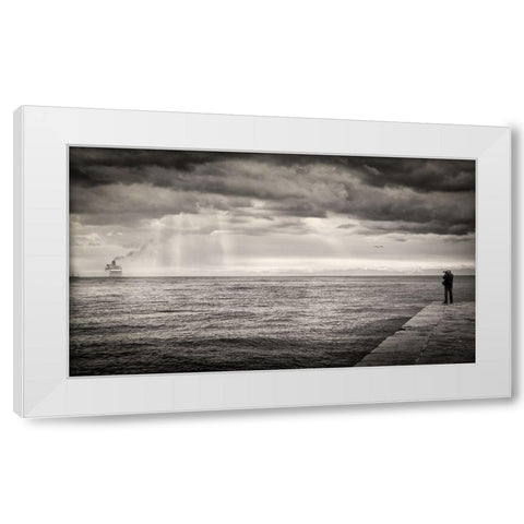The Photographer And The Sea White Modern Wood Framed Art Print by Guarino, Vito