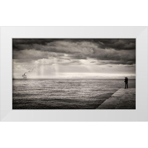 The Photographer And The Sea White Modern Wood Framed Art Print by Guarino, Vito