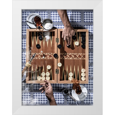 The Game White Modern Wood Framed Art Print by Aboukelela, Karim