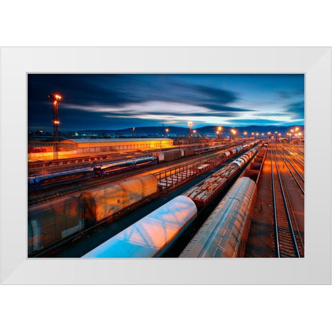 Freight Station White Modern Wood Framed Art Print by Sereda, Tomas