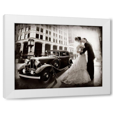 Gangster Wedding White Modern Wood Framed Art Print by Laudin, Dmitry
