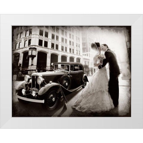 Gangster Wedding White Modern Wood Framed Art Print by Laudin, Dmitry