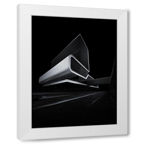 Speeding Through Darkness White Modern Wood Framed Art Print by Van Den, Mathijs