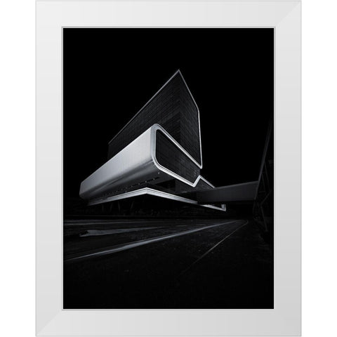 Speeding Through Darkness White Modern Wood Framed Art Print by Van Den, Mathijs