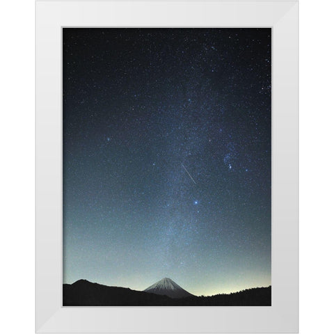 Meteor Night White Modern Wood Framed Art Print by Koga, Hiroaki